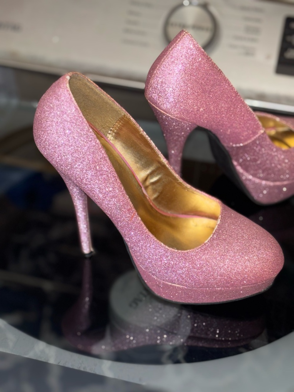 Charlotte Russe Pink Glitter High Heels - Picture 1 of 8